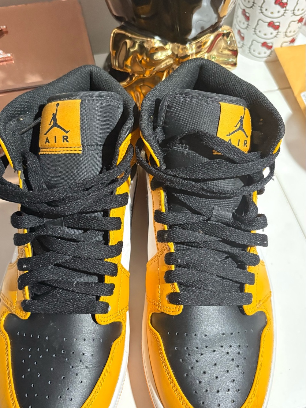 Jordan Black and Yellow High-Top Sneakers